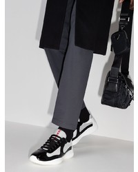 Мужские бело-черные кроссовки от Prada