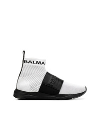 Мужские бело-черные кроссовки от Balmain