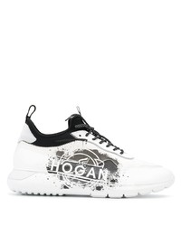 Мужские бело-черные кроссовки от Hogan