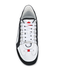 Мужские бело-черные низкие кеды от DSQUARED2