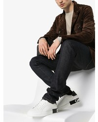 Мужские бело-черные низкие кеды от Dolce & Gabbana