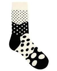 Женские бело-черные носки с принтом от Happy Socks