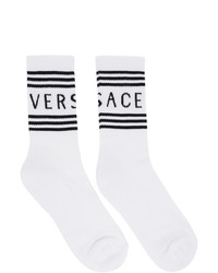 Мужские бело-черные носки с принтом от Versace