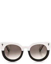 Женские бело-черные солнцезащитные очки от Cat Eye