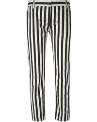 Бело-черные узкие брюки в вертикальную полоску от Dolce & Gabbana