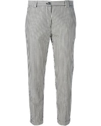 Бело-черные узкие брюки в вертикальную полоску от Mauro Grifoni