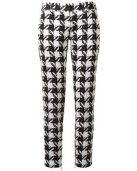 Бело-черные узкие брюки с узором "гусиные лапки" от Balmain