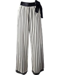 Бело-черные широкие брюки в вертикальную полоску от Jean Paul Gaultier