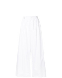 Бело-черные широкие брюки в вертикальную полоску от MM6 MAISON MARGIELA