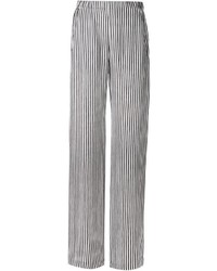 Бело-черные широкие брюки в вертикальную полоску от Zero Maria Cornejo