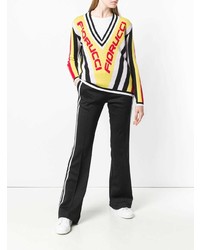 Бело-черные широкие брюки от Moncler