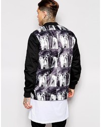 Мужской бело-черный бомбер с принтом от Asos