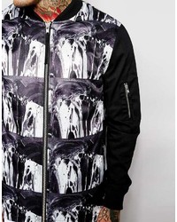 Мужской бело-черный бомбер с принтом от Asos