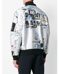 Мужской бело-черный бомбер с принтом от Diesel