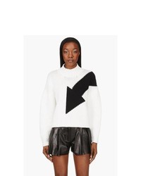 Женский бело-черный вязаный свитер от McQ Alexander McQueen