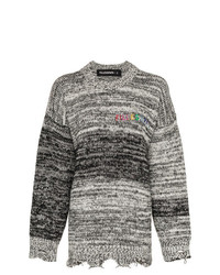 Бело-черный вязаный свободный свитер от Filles a papa
