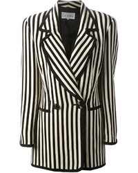 Женский бело-черный двубортный пиджак в вертикальную полоску от Gianfranco Ferre