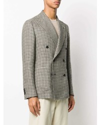 Мужской бело-черный двубортный пиджак с узором "гусиные лапки" от Tagliatore