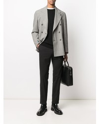 Мужской бело-черный двубортный пиджак с узором "гусиные лапки" от Gabriele Pasini