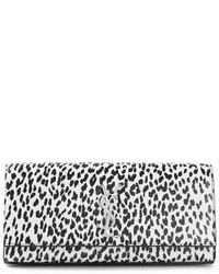Бело-черный клатч с леопардовым принтом от Saint Laurent