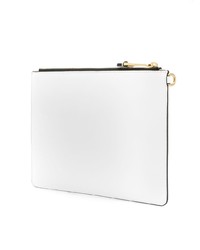 Бело-черный кожаный клатч с принтом от Moschino