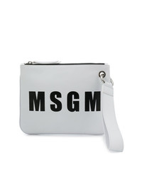 Бело-черный кожаный клатч с принтом от MSGM