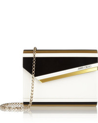 Бело-черный кожаный клатч от Jimmy Choo