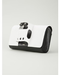 Бело-черный кожаный клатч от Perrin Paris