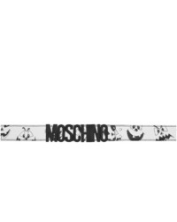 Мужской бело-черный кожаный ремень от Moschino