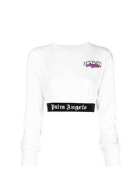 Бело-черный короткий свитер с принтом от Palm Angels