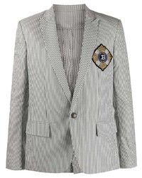 Мужской бело-черный пиджак в вертикальную полоску от Balmain