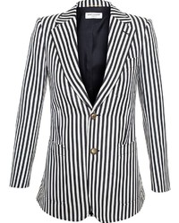 Женский бело-черный пиджак в вертикальную полоску от Saint Laurent