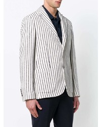 Мужской бело-черный пиджак в вертикальную полоску от Eleventy