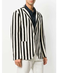 Мужской бело-черный пиджак в вертикальную полоску от Tagliatore