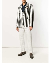 Мужской бело-черный пиджак в вертикальную полоску от Tagliatore