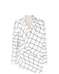 Бело-черный пиджак с геометрическим рисунком