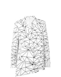 Мужской бело-черный пиджак с геометрическим рисунком от Comme Des Garcons Homme Plus
