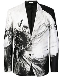 Мужской бело-черный пиджак с принтом от Alexander McQueen
