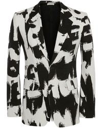 Мужской бело-черный пиджак с принтом от Alexander McQueen