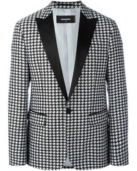 Мужской бело-черный пиджак с узором "гусиные лапки" от DSQUARED2