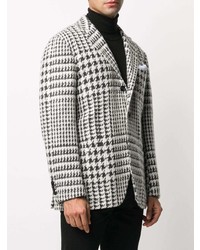 Мужской бело-черный пиджак с узором "гусиные лапки" от Kiton