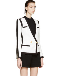 Женский бело-черный пиджак от Balmain