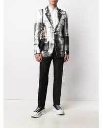 Мужской бело-черный пиджак от Alexander McQueen