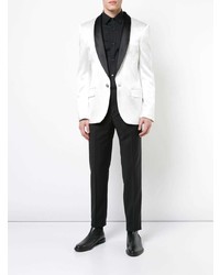 Мужской бело-черный пиджак от Balmain