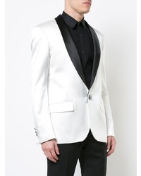 Мужской бело-черный пиджак от Balmain