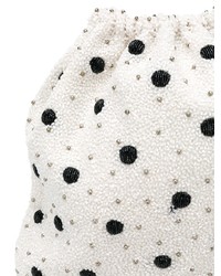 Женский бело-черный рюкзак в горошек от Ganni