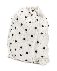Женский бело-черный рюкзак в горошек от Ganni