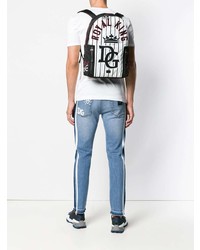 Мужской бело-черный рюкзак с принтом от Dolce & Gabbana