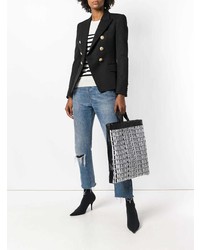 Мужской бело-черный рюкзак с принтом от Balmain