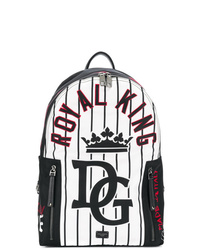 Мужской бело-черный рюкзак с принтом от Dolce & Gabbana